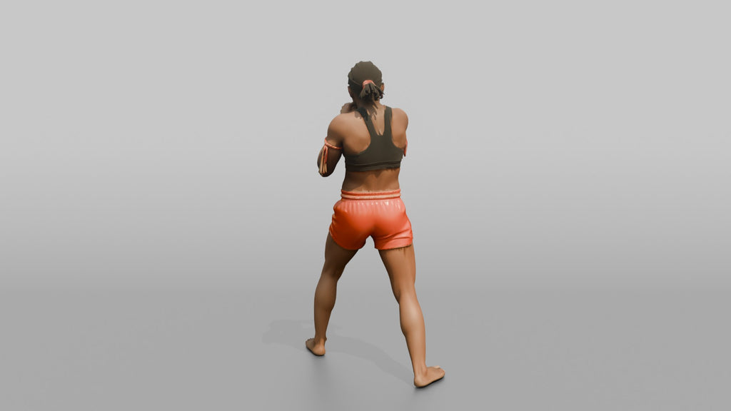 Muay Thai Fighter Sharp Elbow Strike While Driving Forward