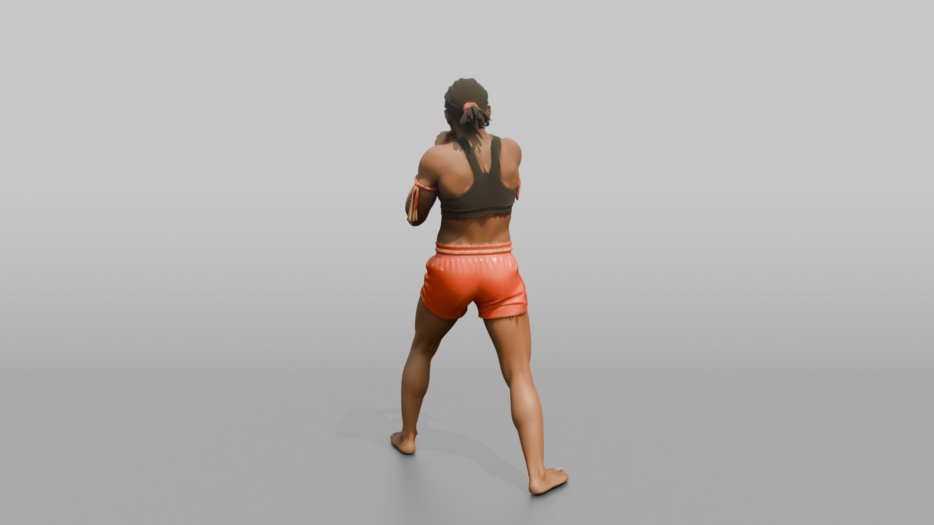 Muay Thai Fighter Sharp Elbow Strike While Driving Forward