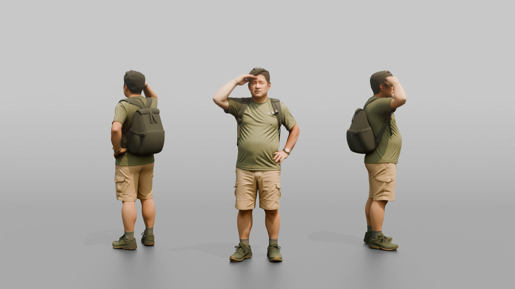 Hiker Shielding His Eyes from the Sun