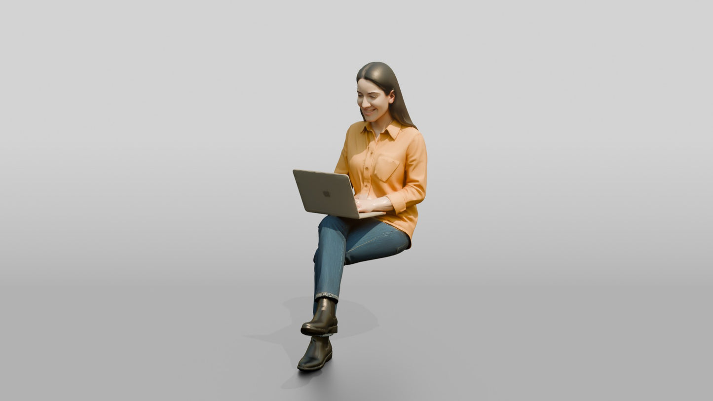 Woman Typing on Laptop with Tea