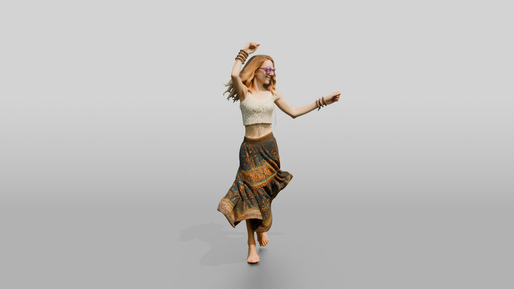 Festival Dancer in a Patterned Skirt
