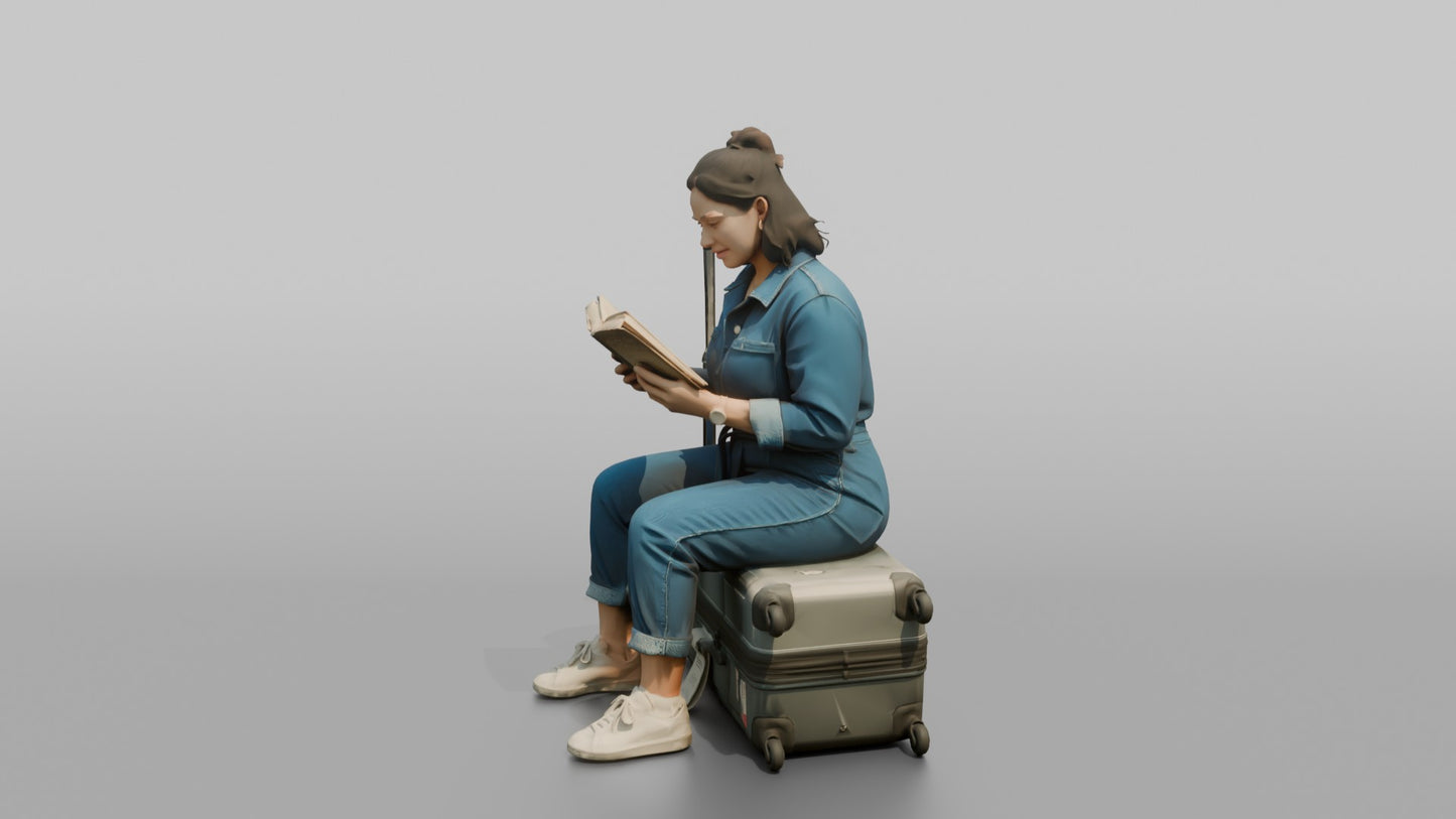 Vacationer Wearing Casual Denim Jumpsuit And White Sneakers