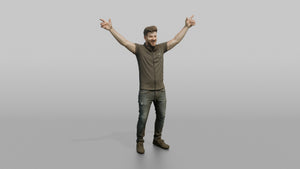 Club DJ Man Both Arms Raised, Hyping Up A Crowd - 3D character model