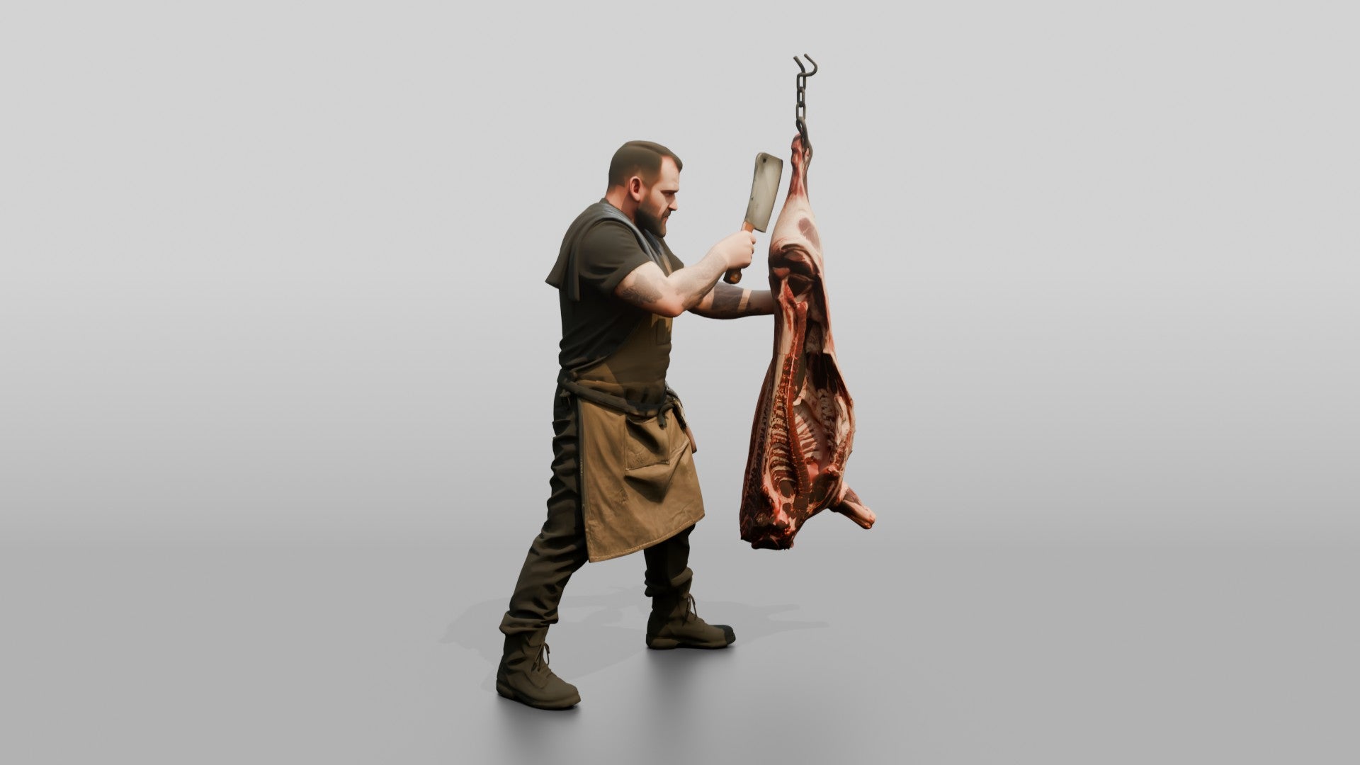 Butcher Chef Cleaving Beef