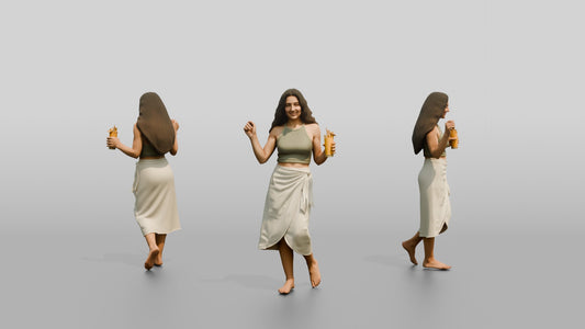 Woman with a Drink in a Wrap Skirt