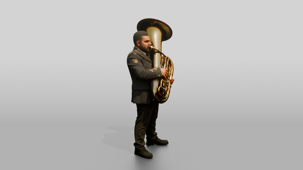 Tubist Carrying Brass Tuba
