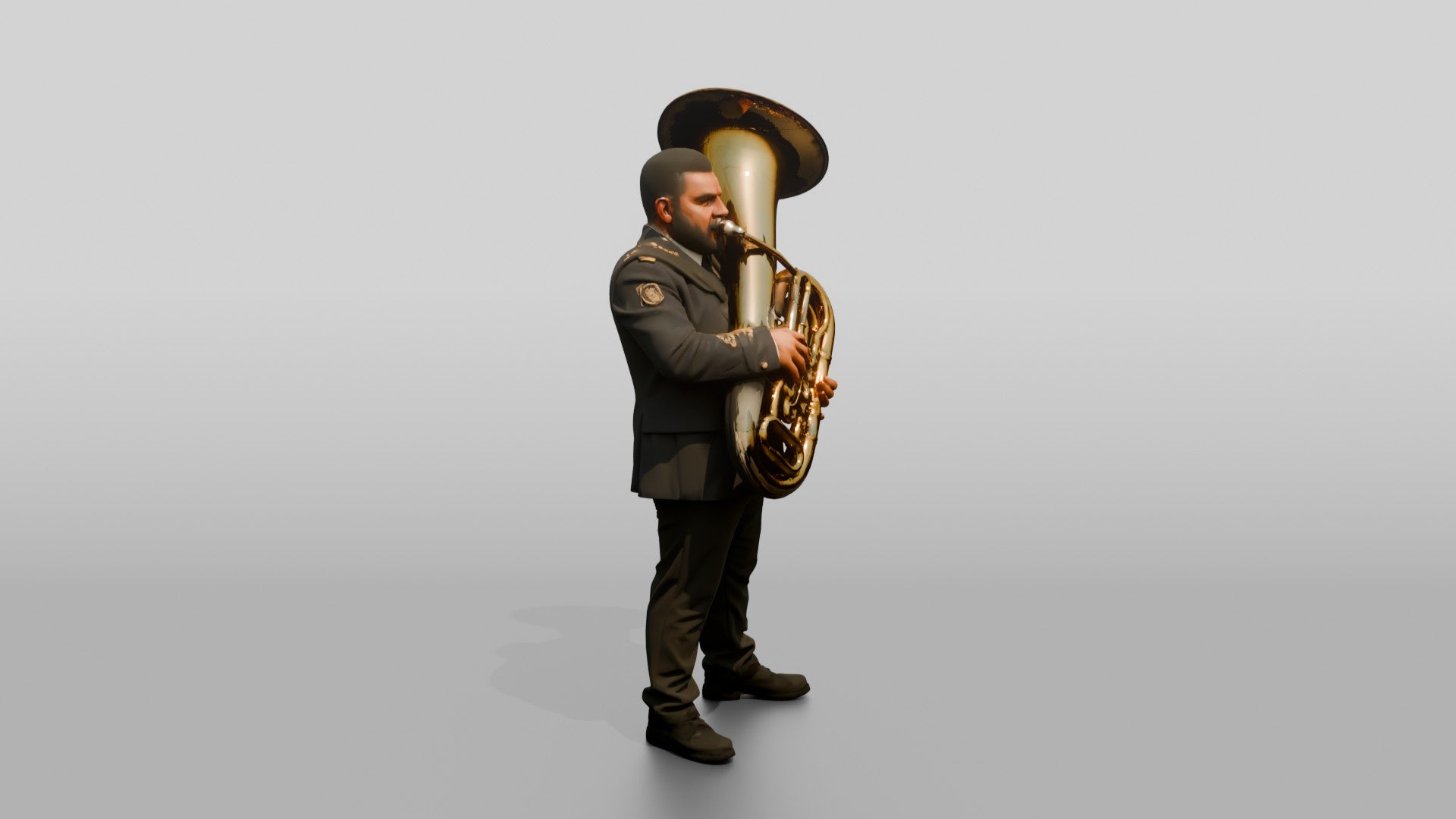 Tubist Carrying Brass Tuba