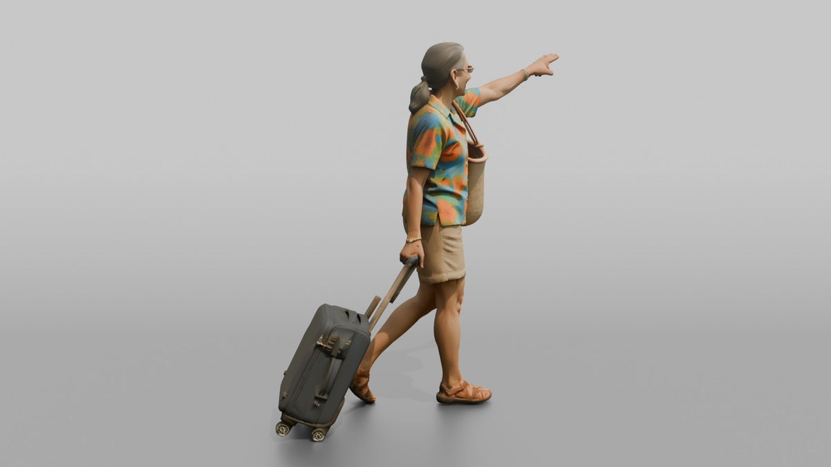 Traveler Pointing Toward The Gate - 3D character model, view 1