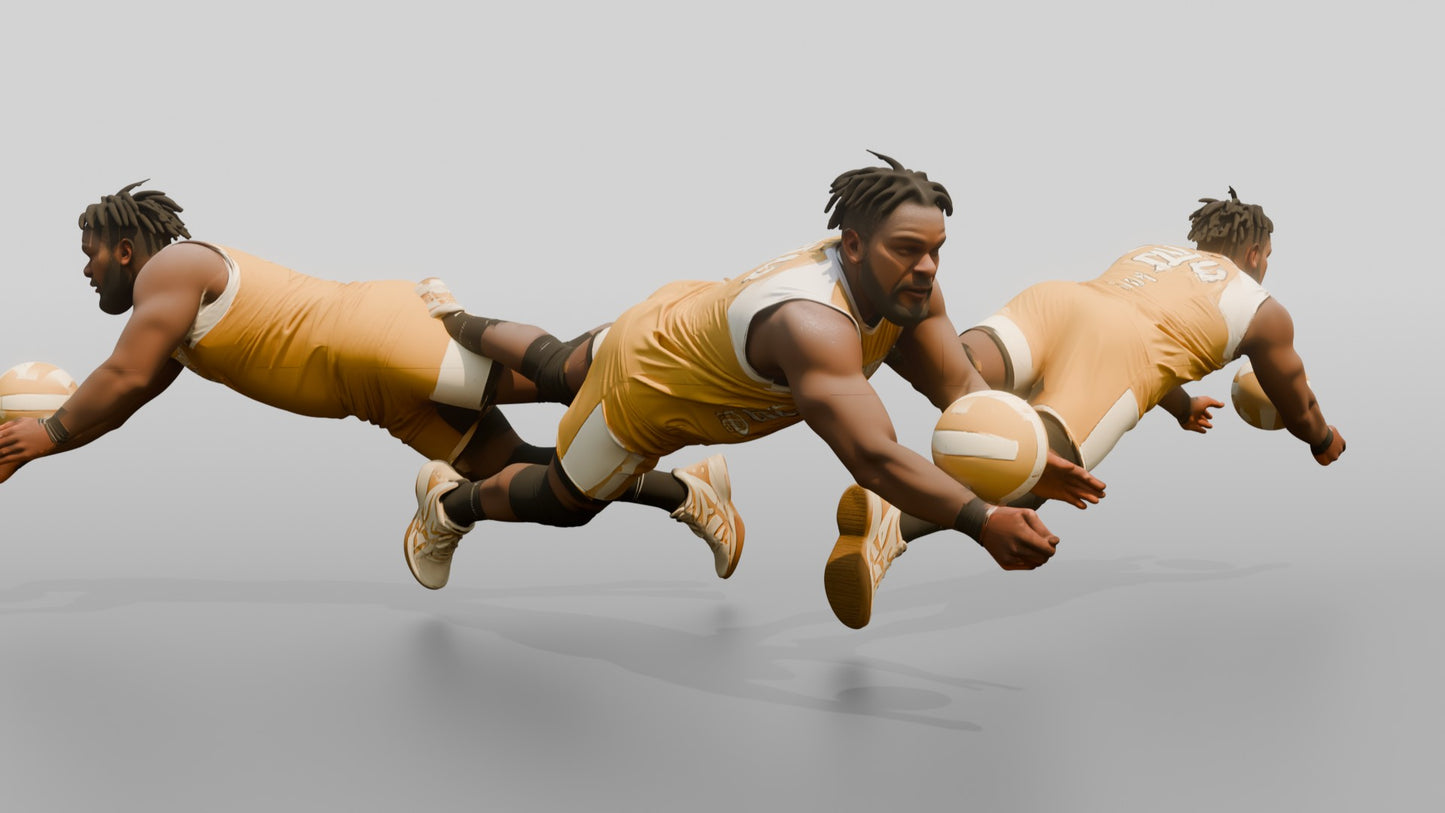 Black Male Volleyball Player in Gold and White Uniform