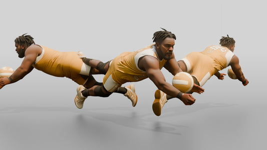 Black Male Volleyball Player in Gold and White Uniform