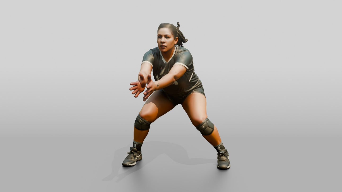Hispanic Female Volleyball Player in Dark Grey Uniform