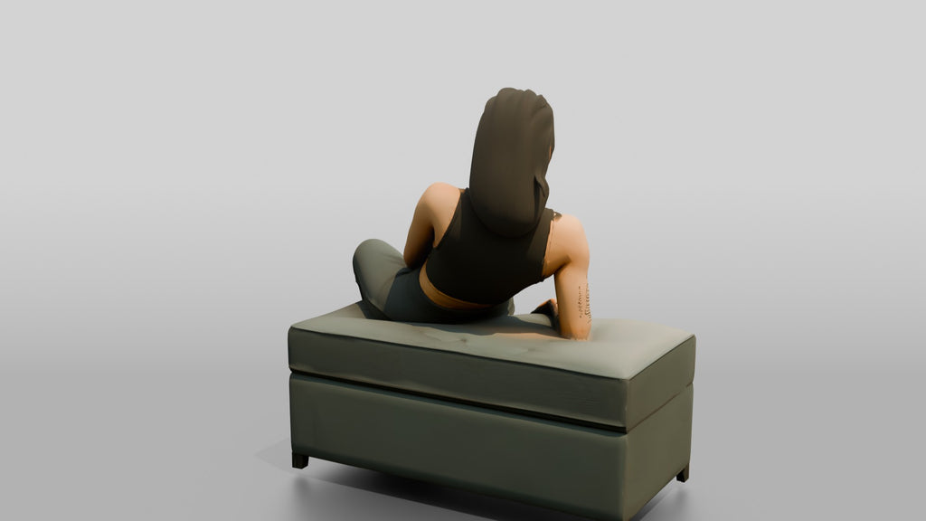 Homeless Woman Leaning Back on Her Elbows