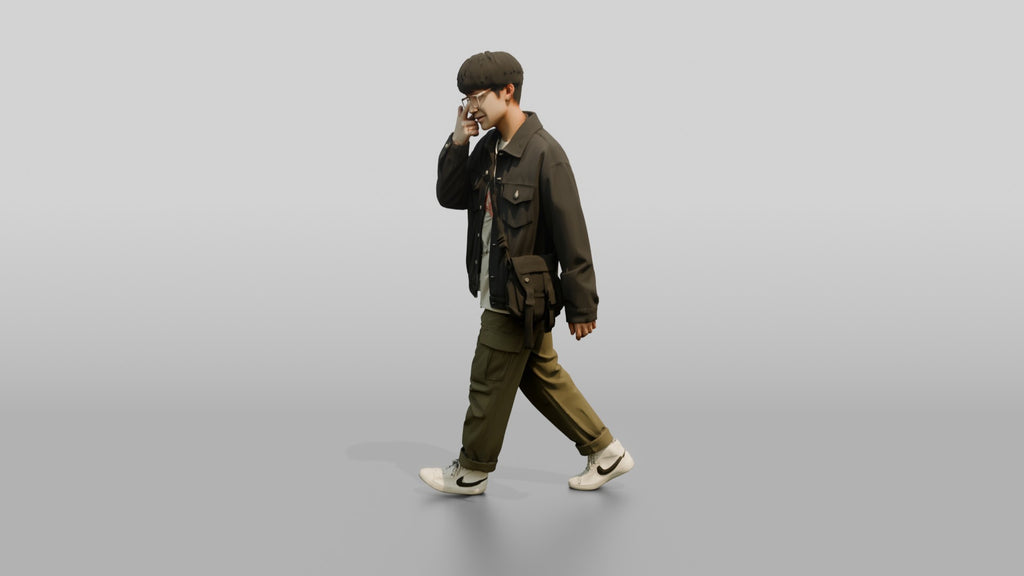 Asian Man Adjusting Glasses