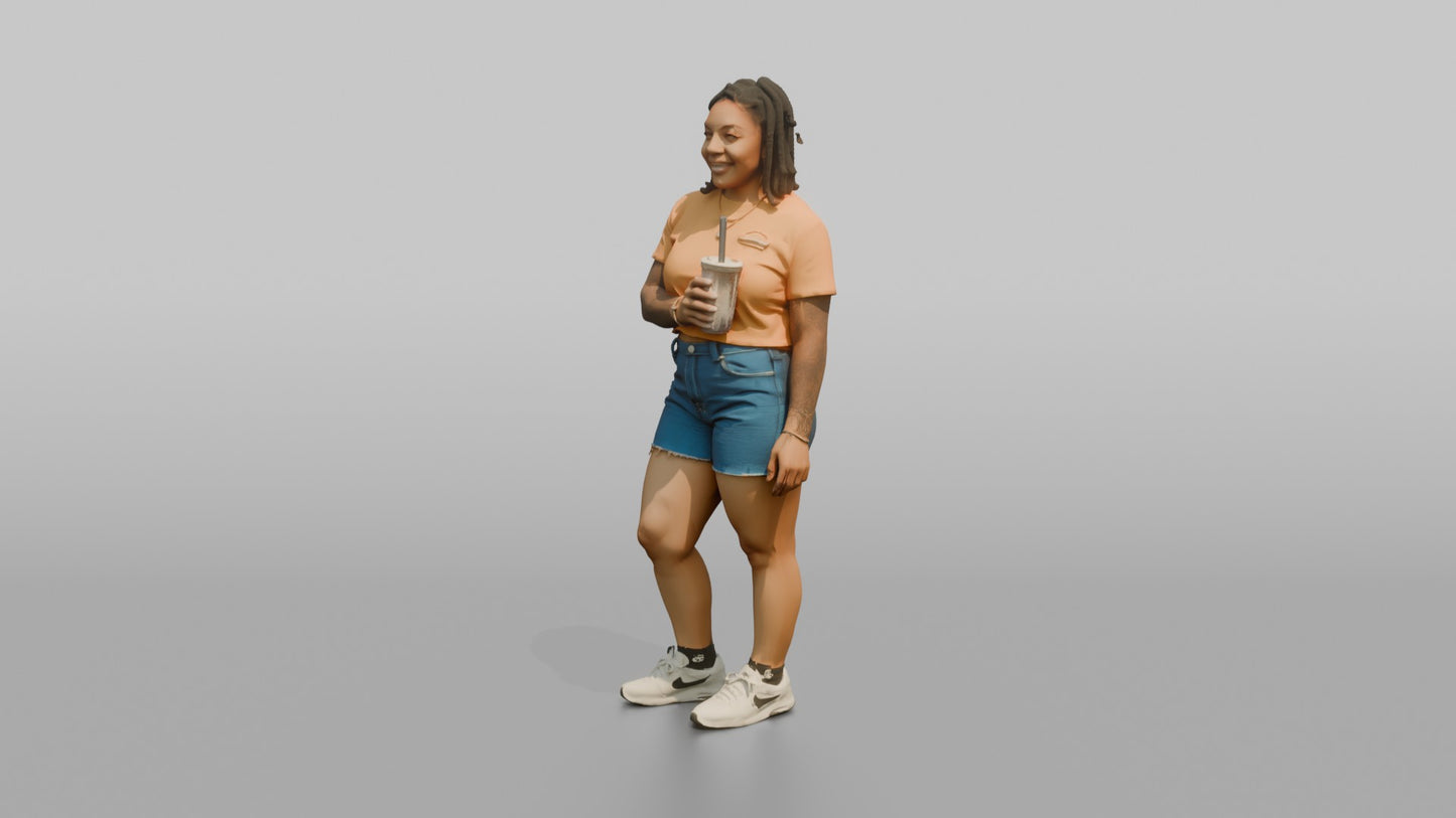Vacationer Wearing Bright Crop Tee And Casual Shorts