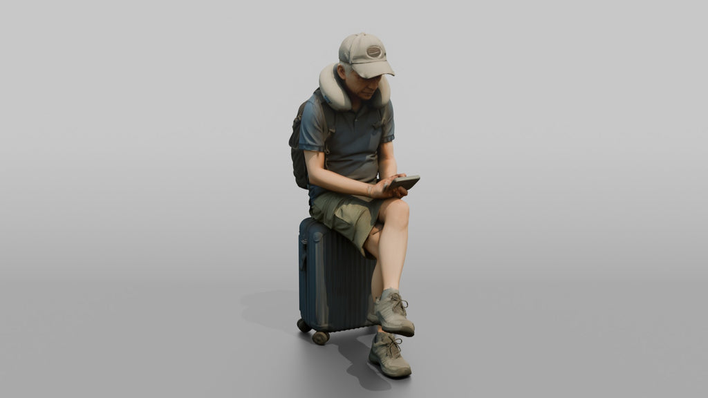 Traveler Resting On His Suitcase
