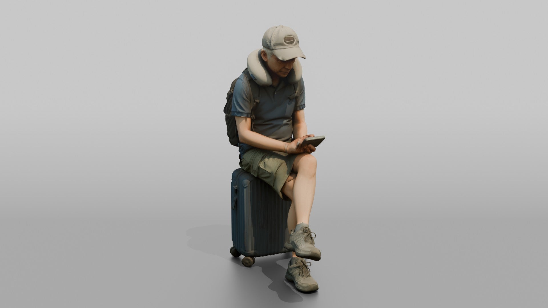 Traveler Resting On His Suitcase