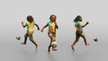 African Boy Playing Soccer in Patchwork Shorts