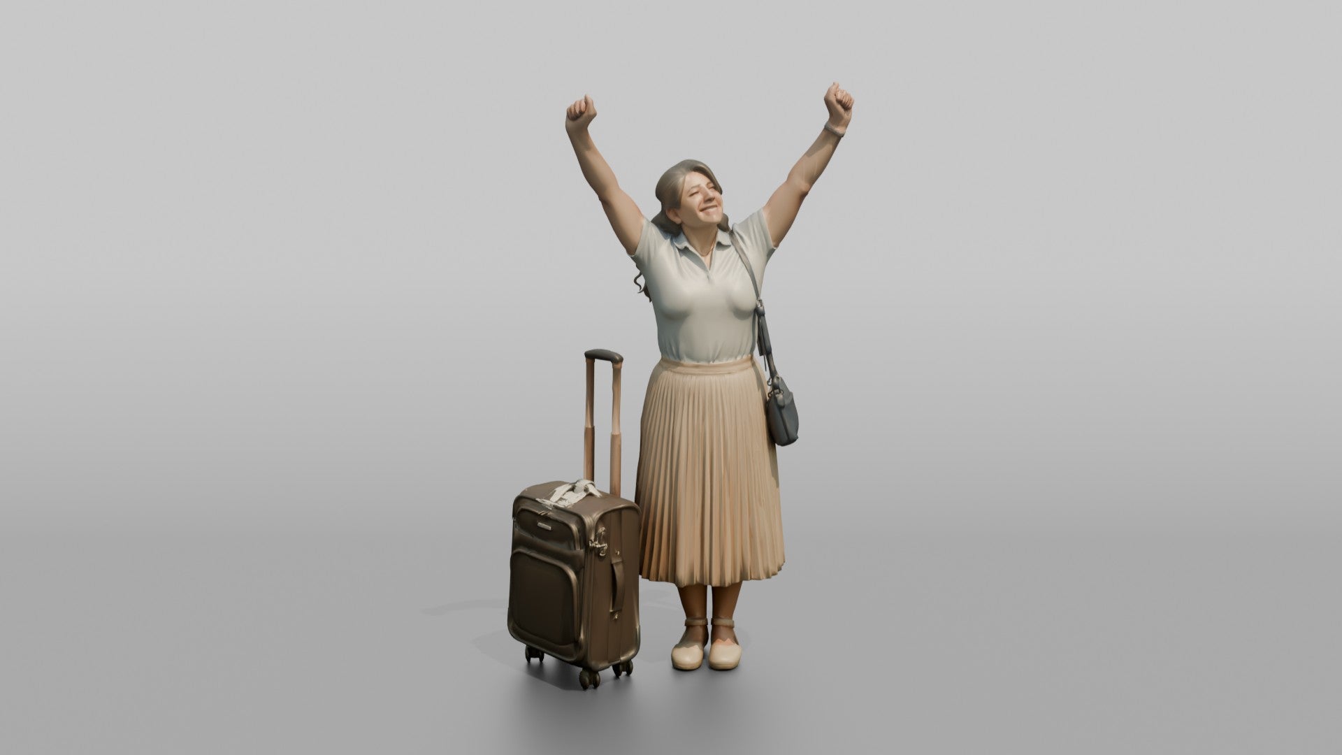 Traveler Stretching After A Long Flight