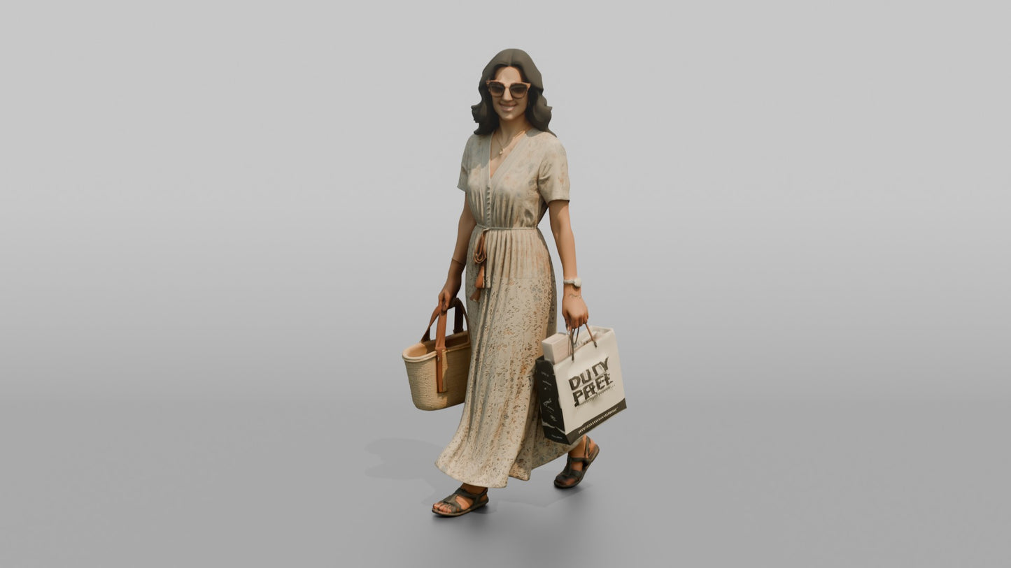 Vacationer Wearing Elegant Summer Maxi Dress And Sunglasses