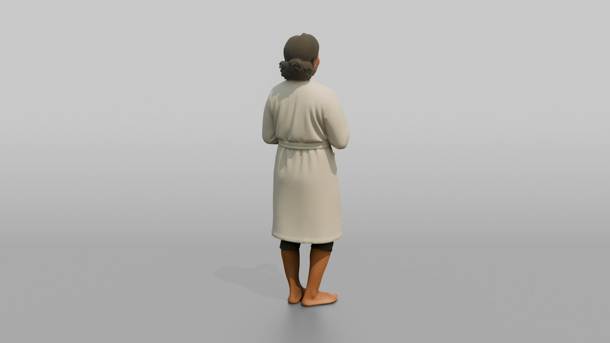 Spa Client Man Standing Holding A Glass Of Cucumber-infused Water - 3D character model, view 3