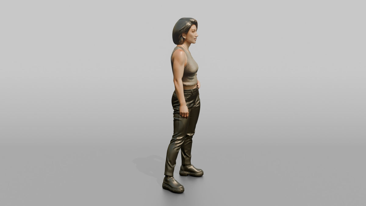 Patron Woman Striking A Bold Pose In A Metallic Sequin Top - 3D character model, view 2