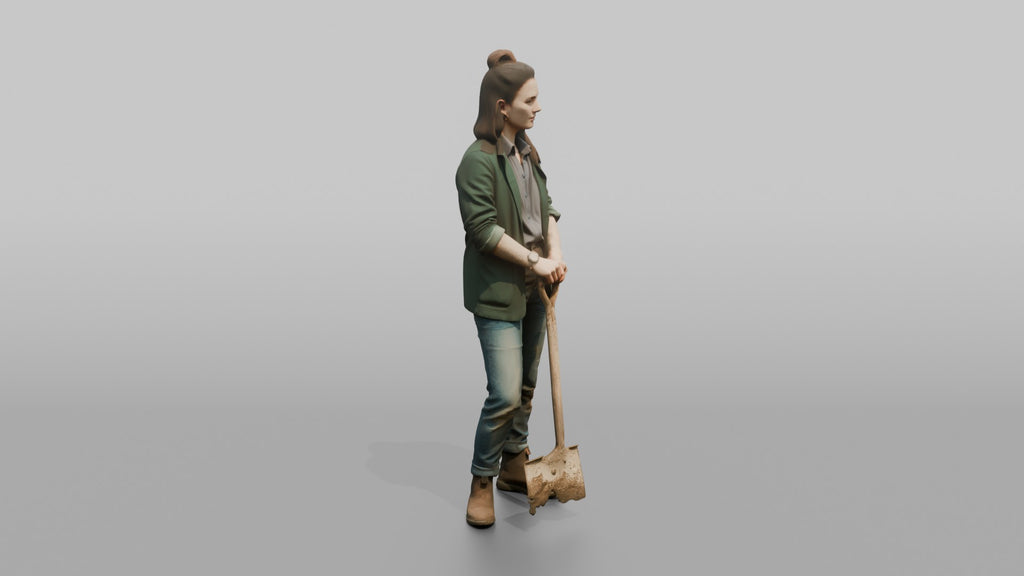 Farmer Standing Proudly Dirt Covered Spade