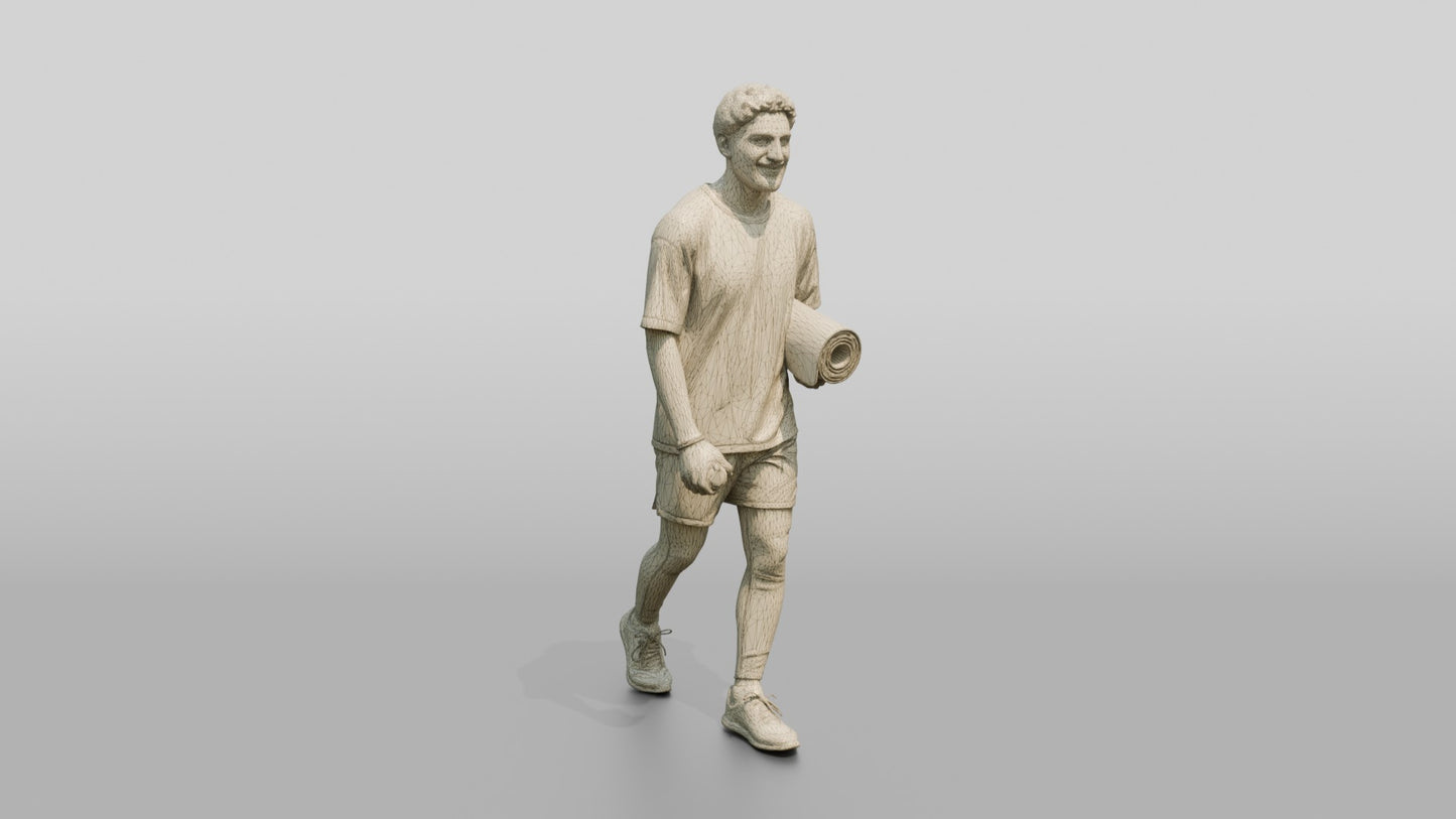 Walking Man with Mat and Bottle