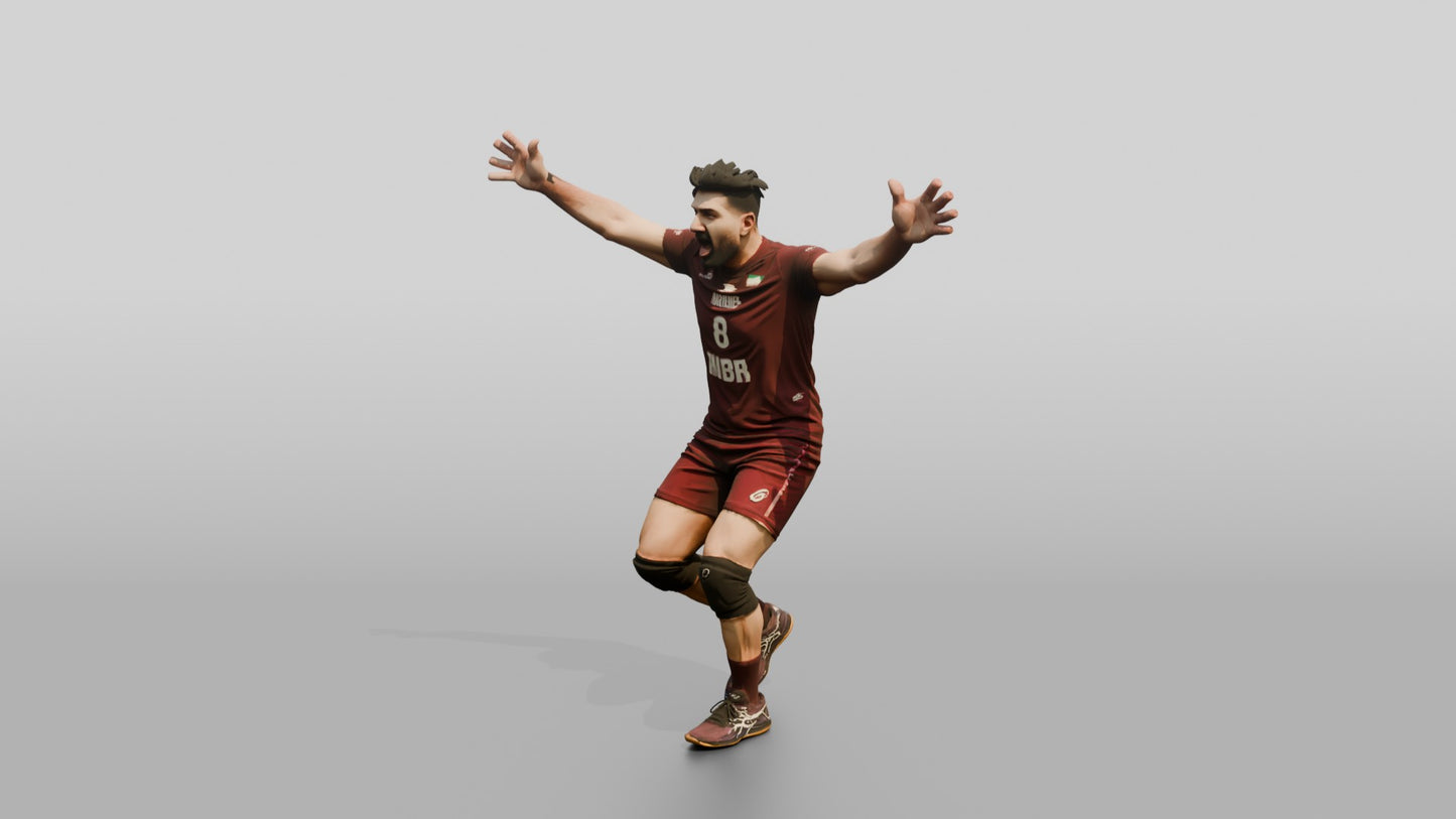 Middle Eastern Male Volleyball Player in Maroon Kit
