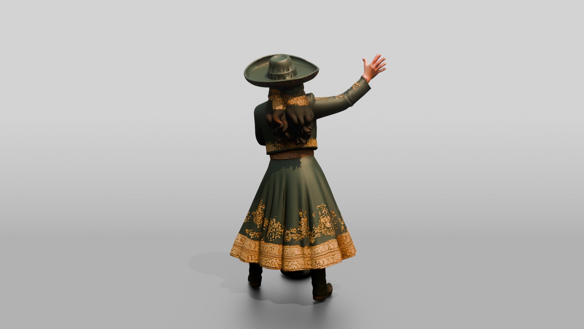 Ranchera Singer with Dramatic Hand Pose