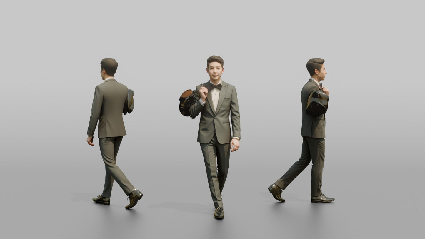 Wedding Guest Carrying Formal Shoes Over His Shoulder