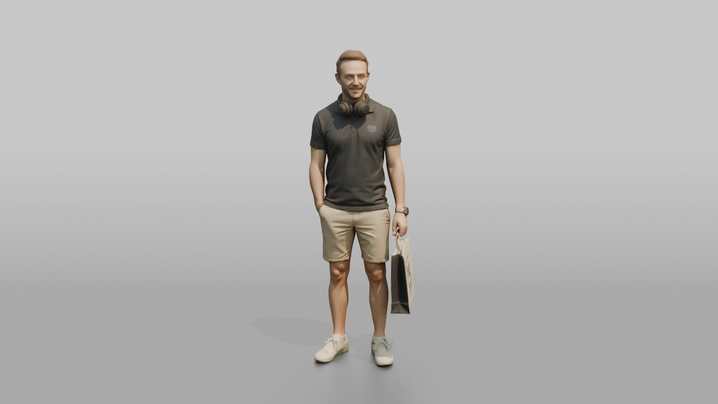 Vacationer Wearing Relaxed Polo Shirt