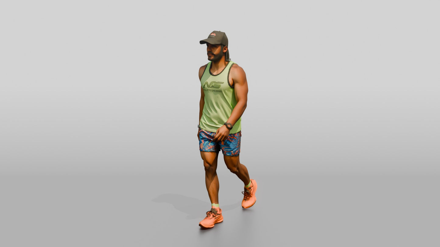 Afro-Latino Man in Neon Athletic Singlet
