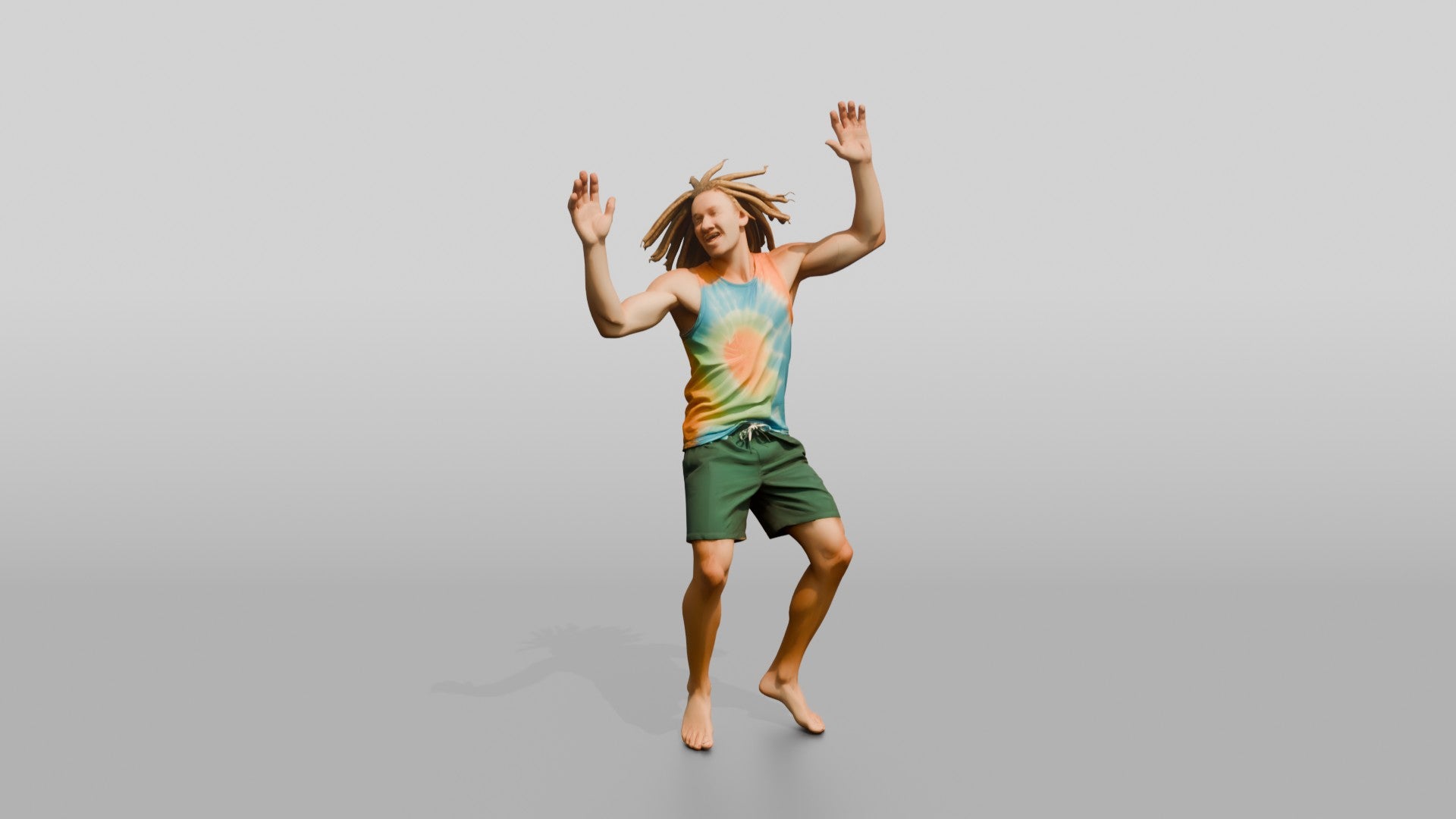 Tie-Dye Hippie Jumping with Joy