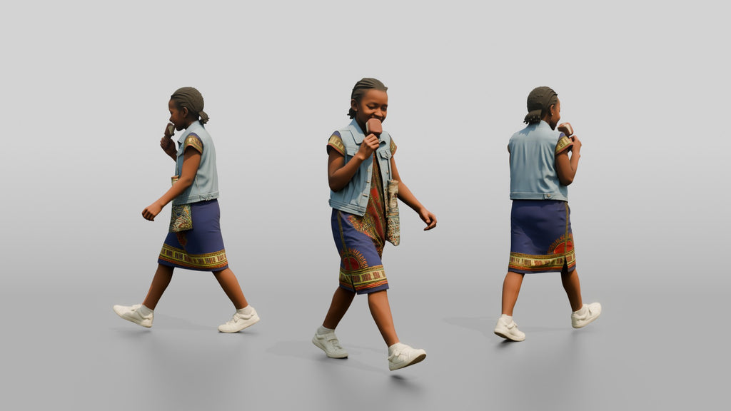 African Girl Eating an Ice Cream Bar