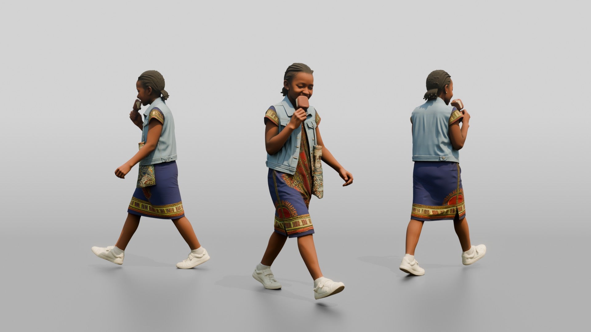 African Girl Eating an Ice Cream Bar