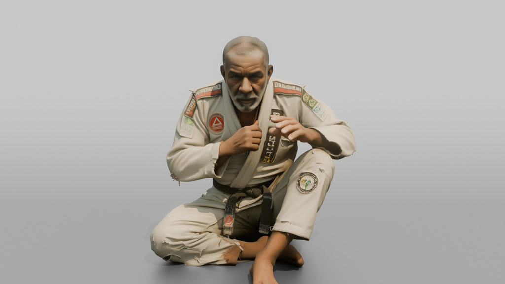 BJJ Fighter Crouched Open-guard Defensive Stance