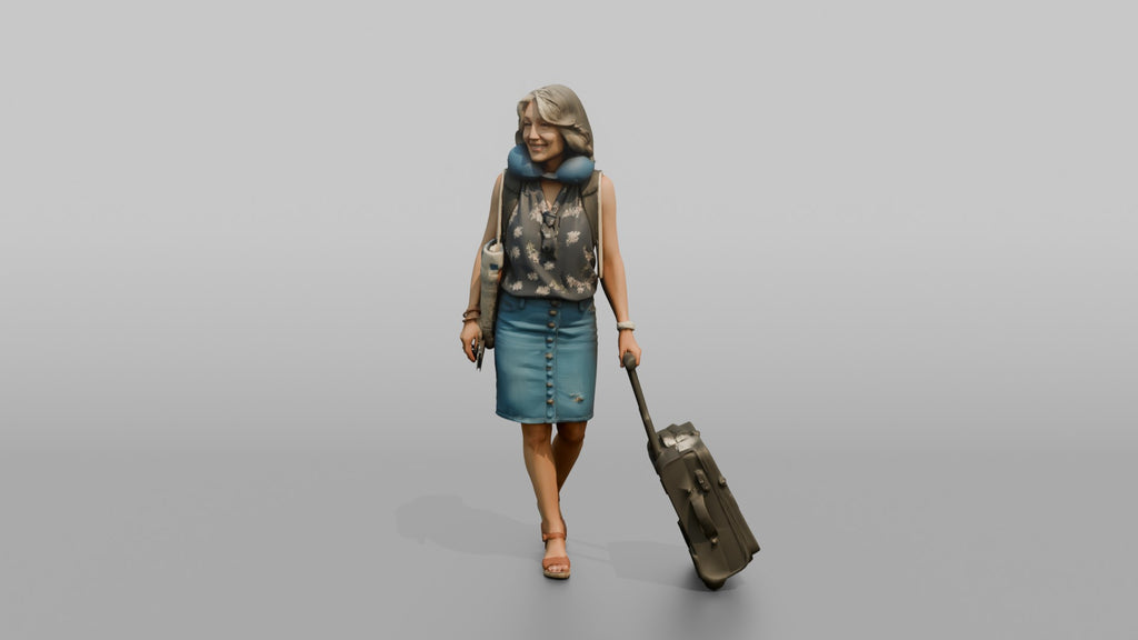Traveler Carrying A Beach Bag And Backpack