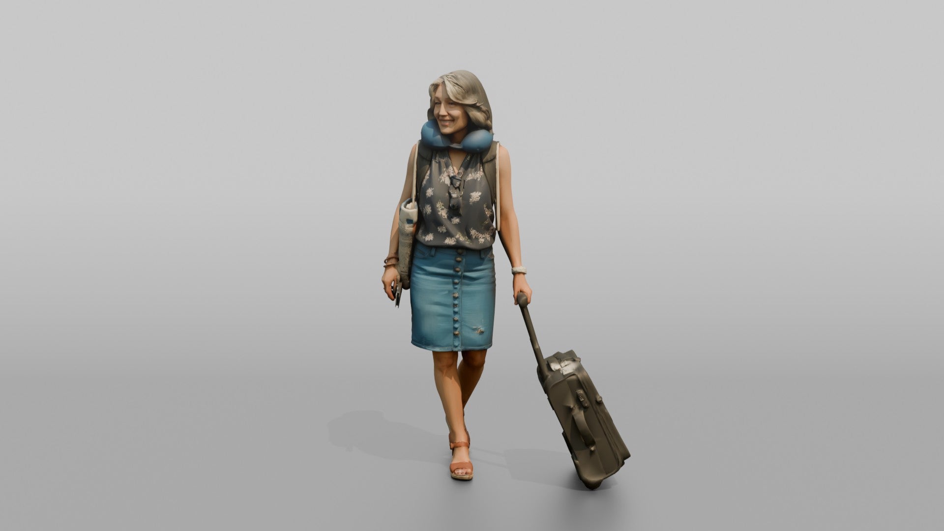 Traveler Carrying A Beach Bag And Backpack