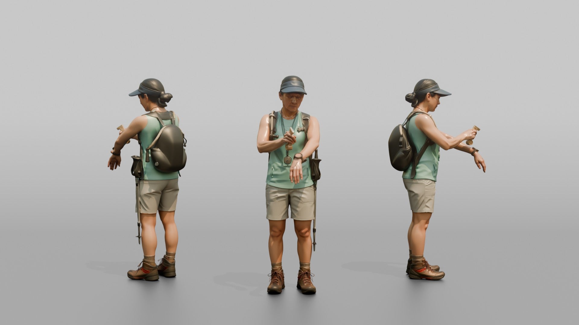 Hiker Applying Sunscreen to Her Arms