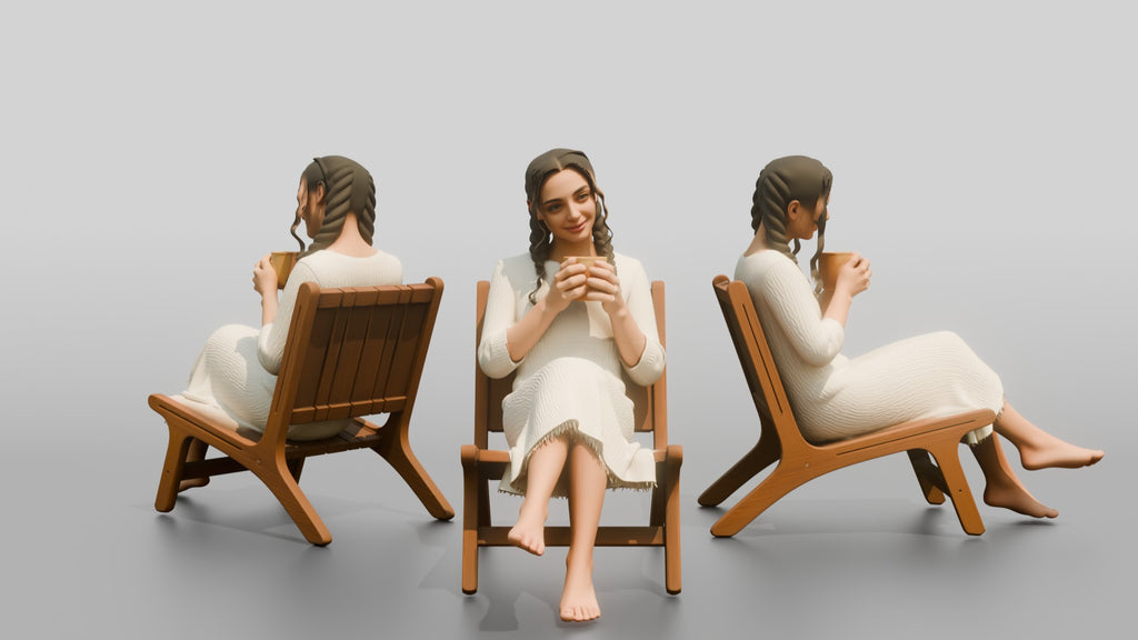 Woman on a Chair Checking Her Phone