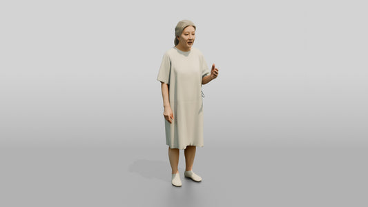 Elderly Woman Patient Talking and Gesturing - 3D character model, view 1