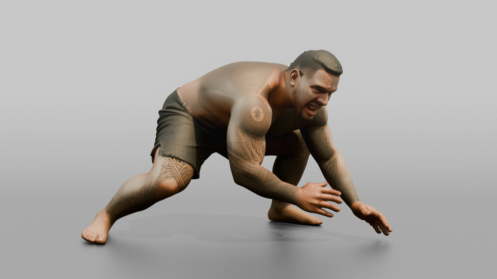 Wrestler Low Sprawling Defensive Posture to Counter a Takedown