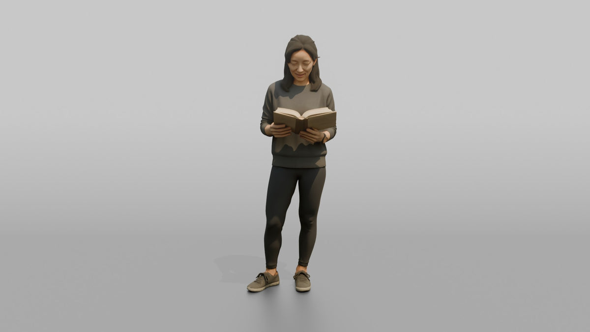 Mother Holding An Open Book, Reading - 3D character model, view 5
