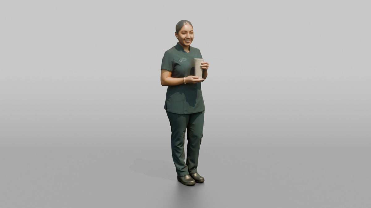 Nail Technician Woman Holding A Hand Cream Tube - 3D character model