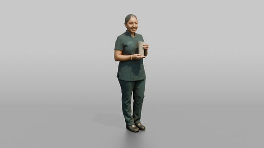 Nail Technician Woman Holding A Hand Cream Tube - 3D character model