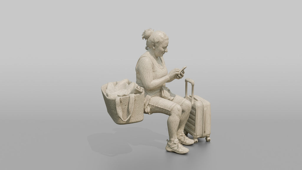 Traveler Scrolling Her Phone At The Gate