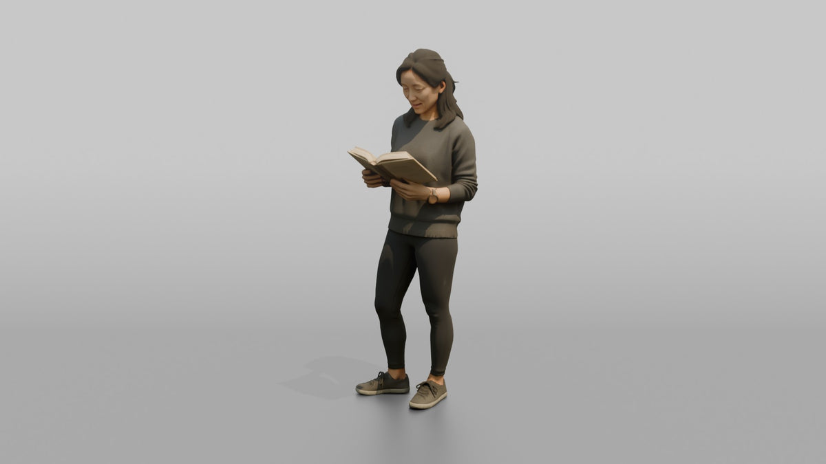 Mother Holding An Open Book, Reading - 3D character model, view 4