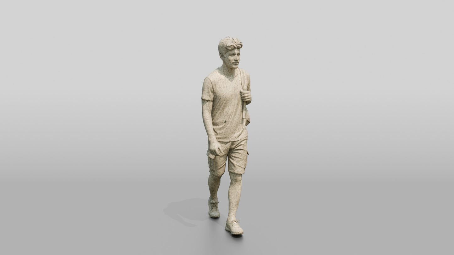 Slender Greek Young Man Carrying a Backpack