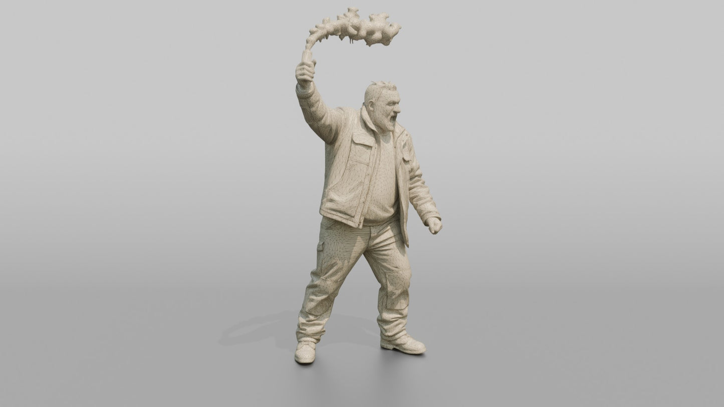 Protester Man Waving a Torch