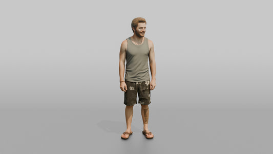 Vacationer Wearing Tank Top - 3D character model, view 1